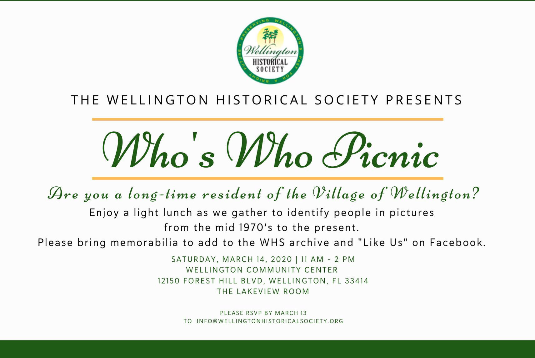 Who’s Who Picnic – POSTPONED