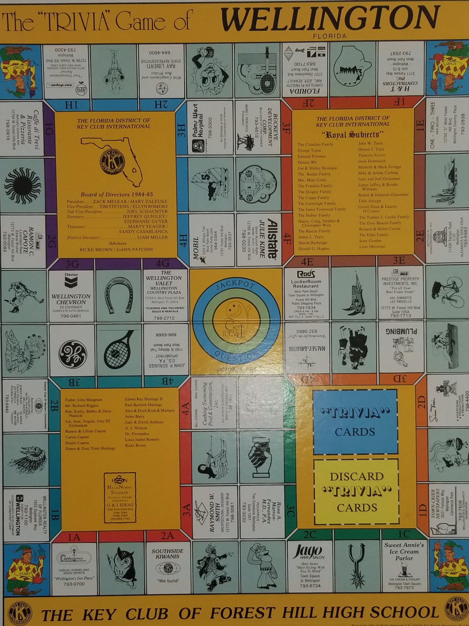 Trivia Game of Wellington created in 1985 by The Key Club of Forest Hill High School